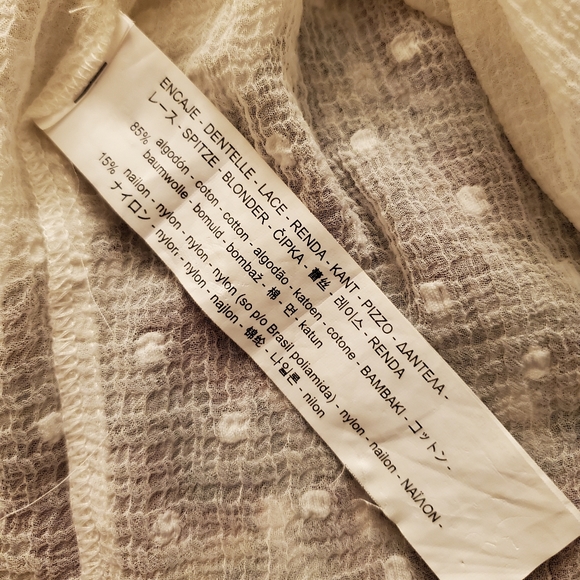 Zara Swiss Dot Sheer Peasant Blouse - Picture 13 of 15